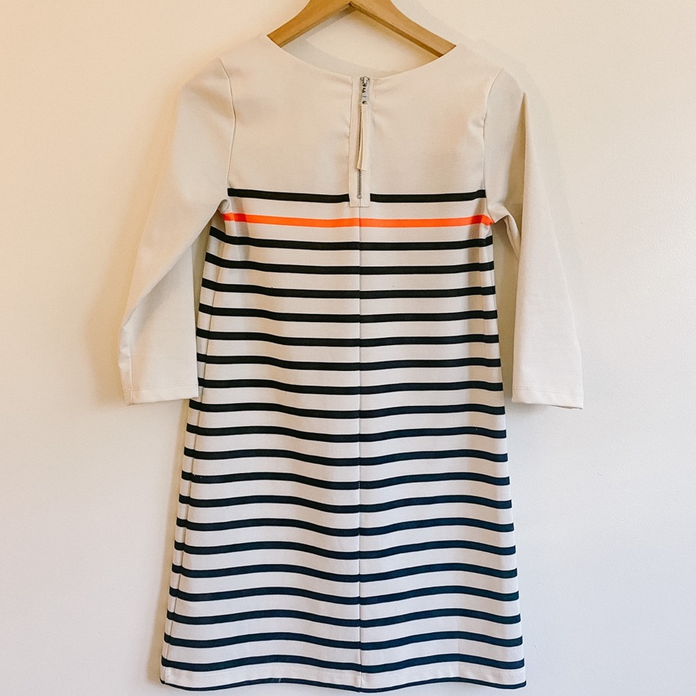 Striped Shift Dress / white / black / orange